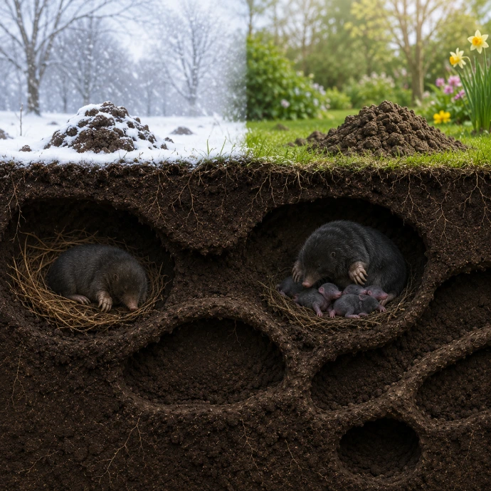 Hibernation et reproduction des taupes.
